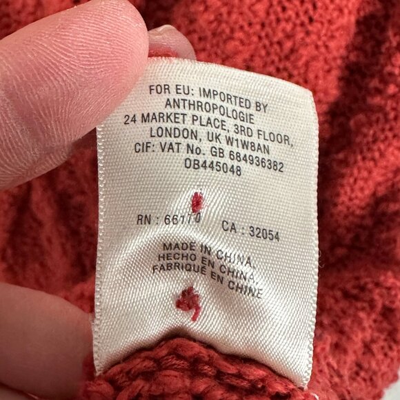 Anthropologie Moth Cable Knit Turtleneck Sweater Red Womens Size Large Long Boho - Picture 12 of 16